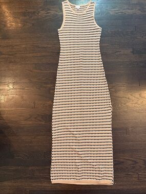 Le Lis Sleeveless Cream and Black Knit Maxi Dress
